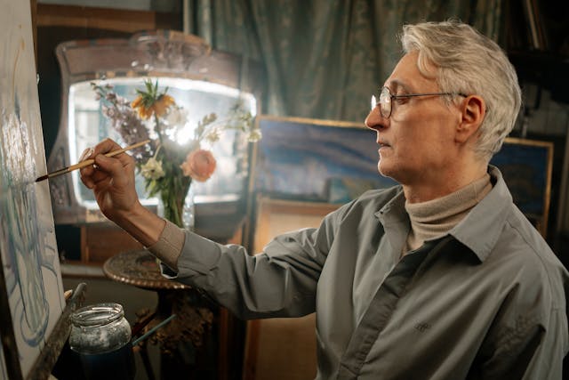 elderly man old passions painting