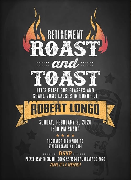 retirement party idea roast and toast