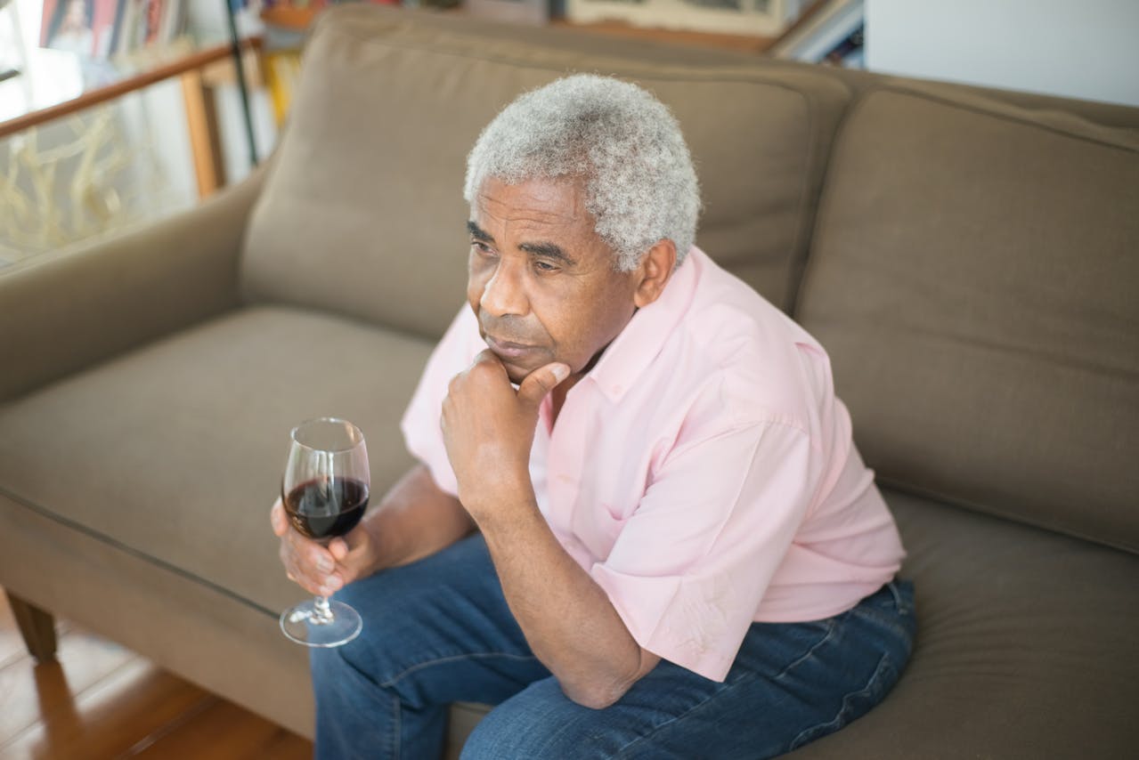 elderly man is Unhappy in Retirement