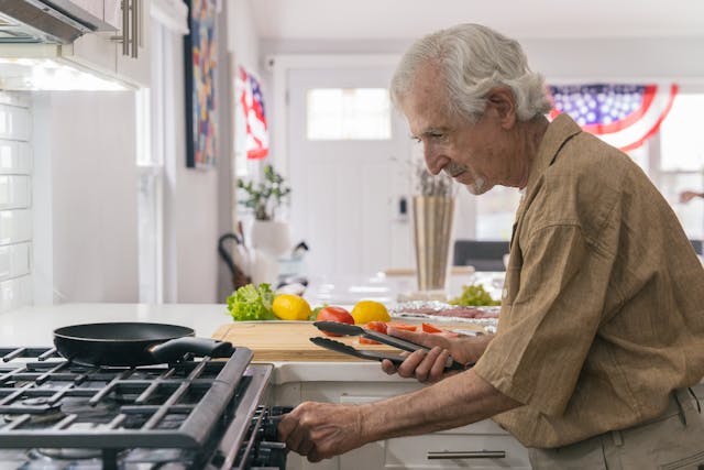 retired man cooking