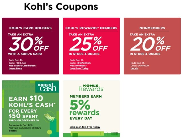 kohls coupons