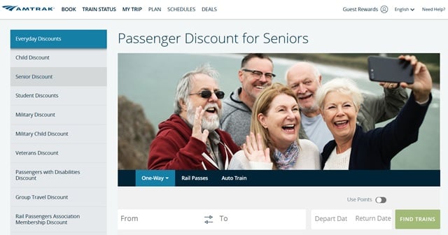 amtrak senior discount page