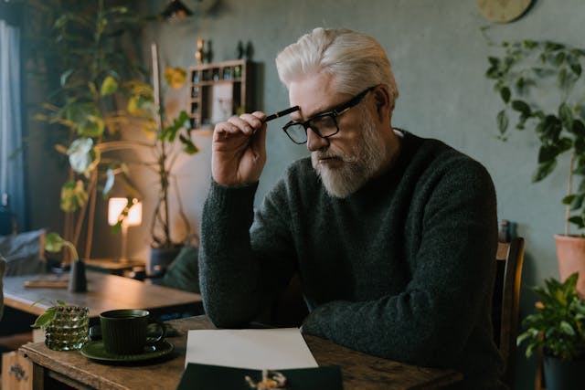 A Man Sitting at the Table