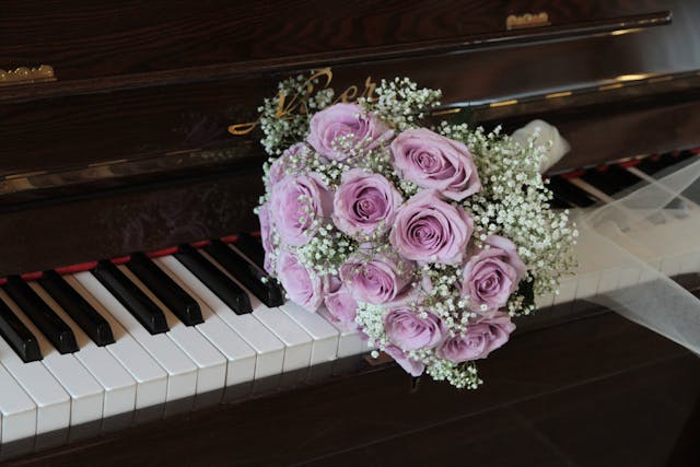 Pink Flowers on the Piano