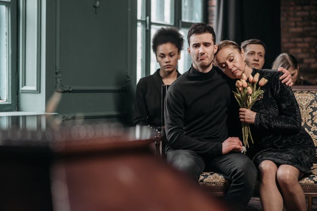 funeral gathering seniors soft light