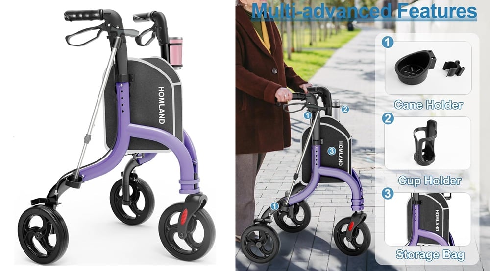 HOMLAND 3 Wheel Walkers for Seniors