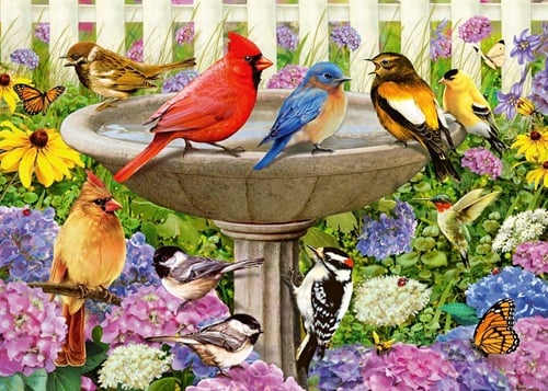Ravensburger At The Birdbath jigsaw puzzle