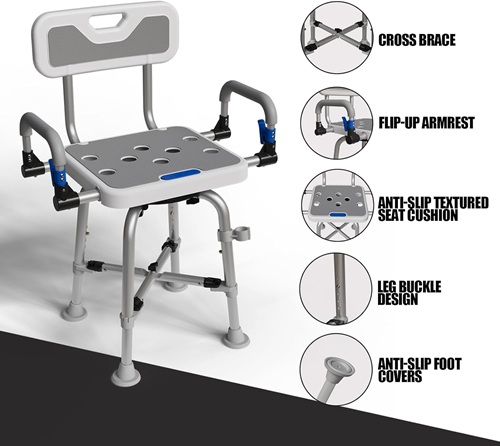 4 AWBYBO 360 Swivel Shower Chair for Elderly and Disabled