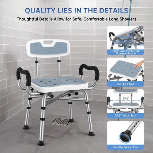 5 BRITULIF Adjustable Shower Chair